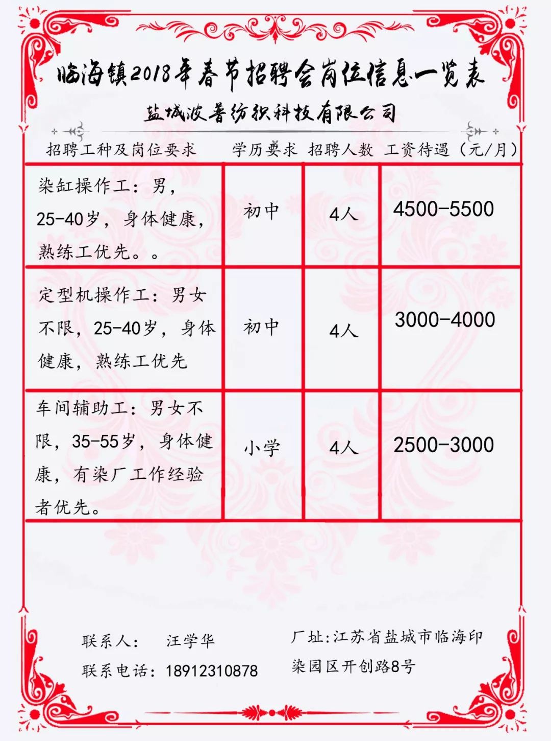 弶港镇最新招聘信息汇总